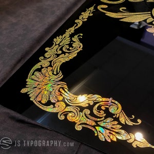 Gold leaf Corner decals, Ornamental Corners, Gold Corner decals, Gold leaf Vintage decals, Gold window decals, Gold Corners, Gold leaf signs