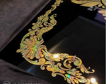 Gold Leaf Corner Decals: Vintage Ornamental Window Stickers