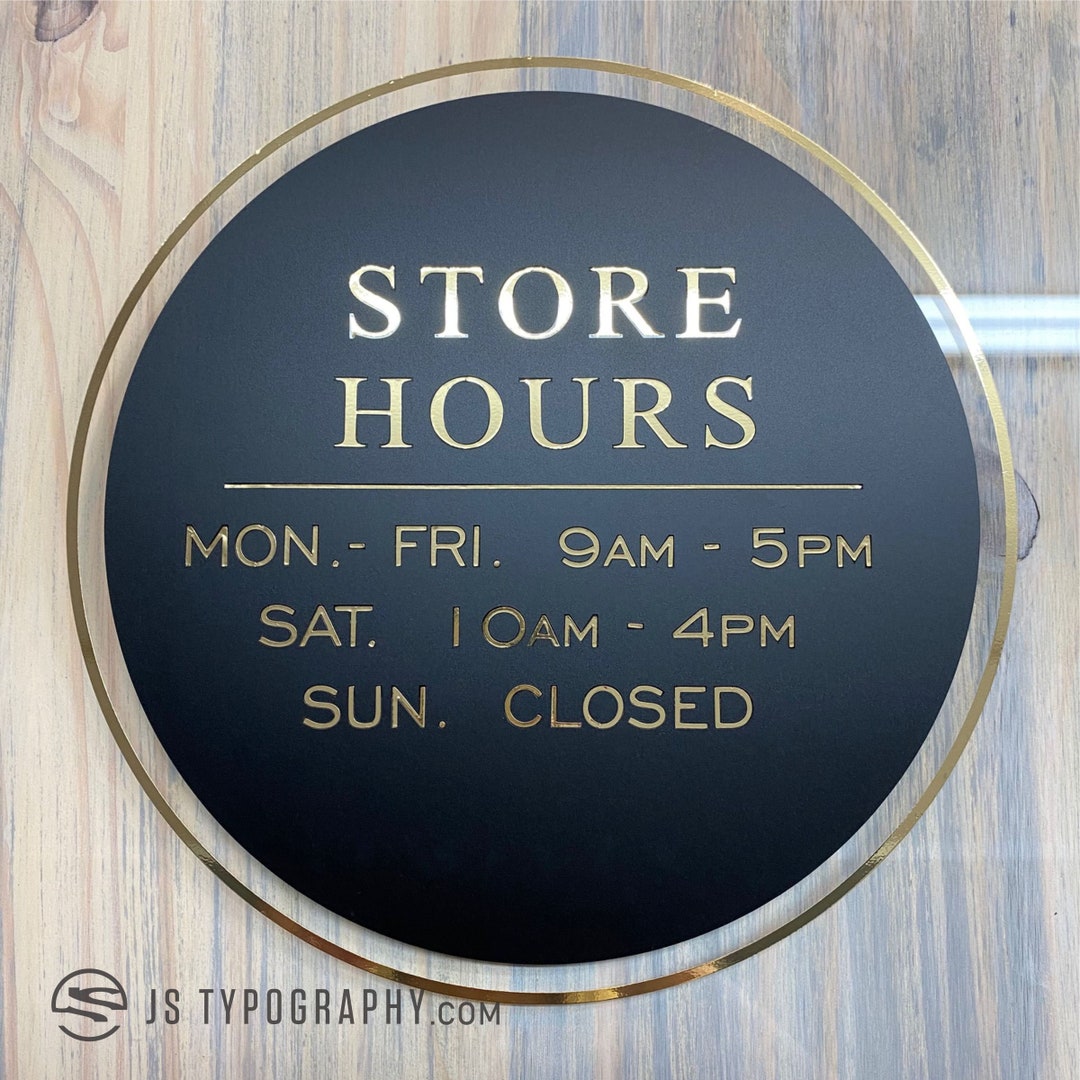 Store Hours Decal, Business Hours Decals, Store Hours Signs, Hours of