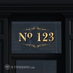 Transom numbers, transom numbers gold, transom number decals, gold transom numbers, gold transom signs, transom window signs, custom decals