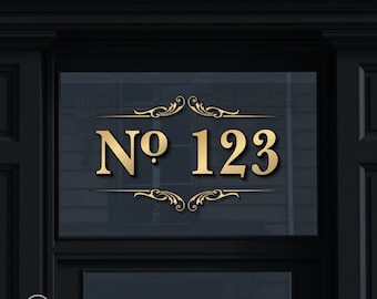 Transom numbers, transom numbers gold, transom number decals, gold transom numbers, gold transom signs, transom window signs, custom decals