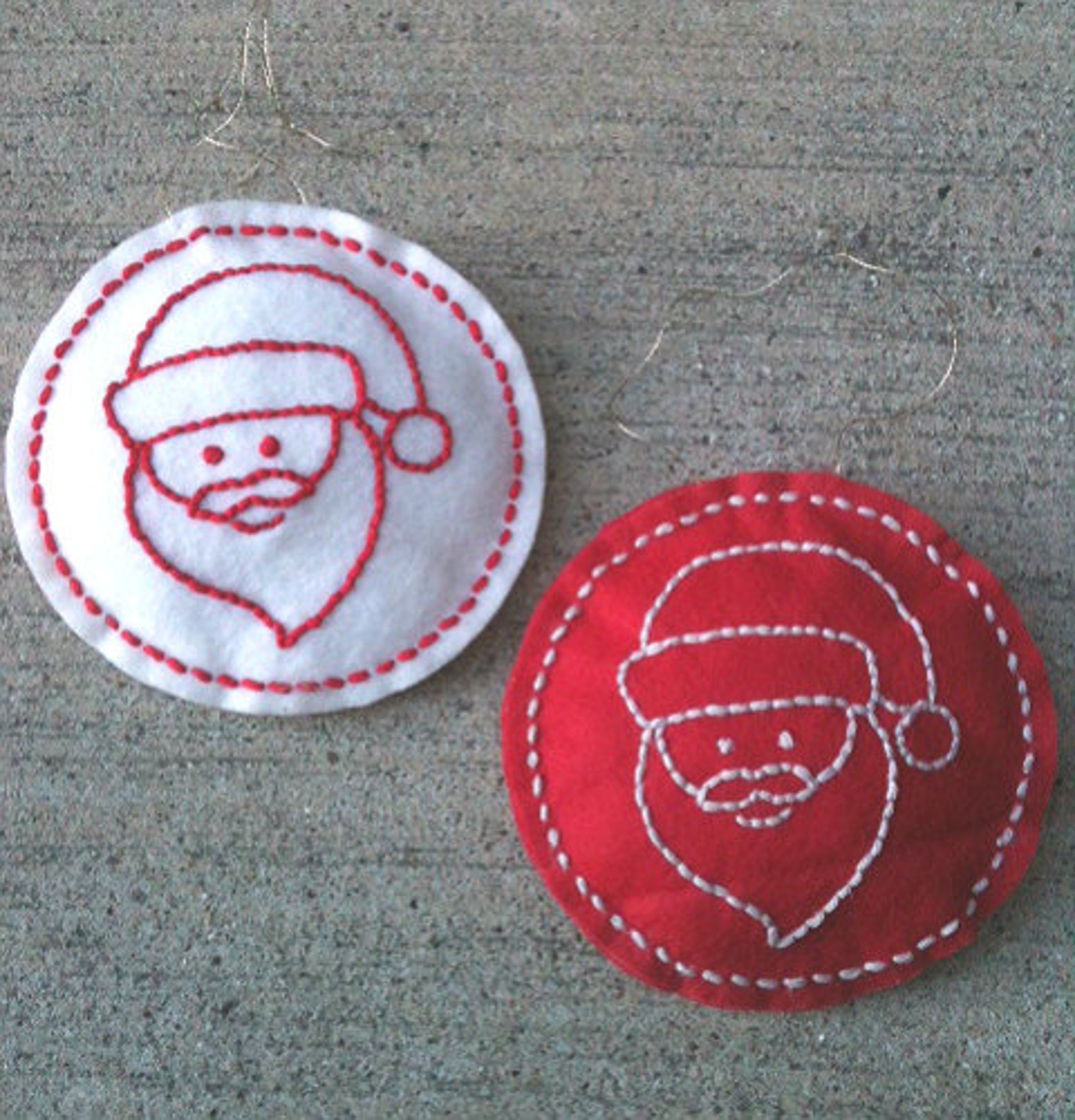 Finished Completed Felt Ornaments Santa Pair Vervaco XMAS Etsy