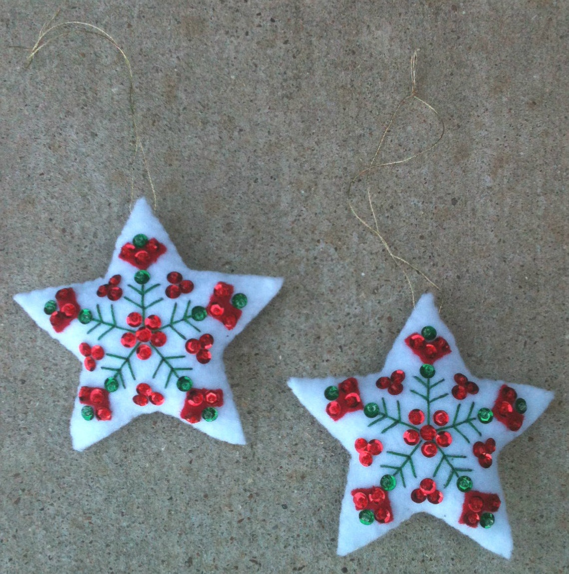 Finished Completed Felt Ornaments Star Pair Bucilla Nordic Etsy