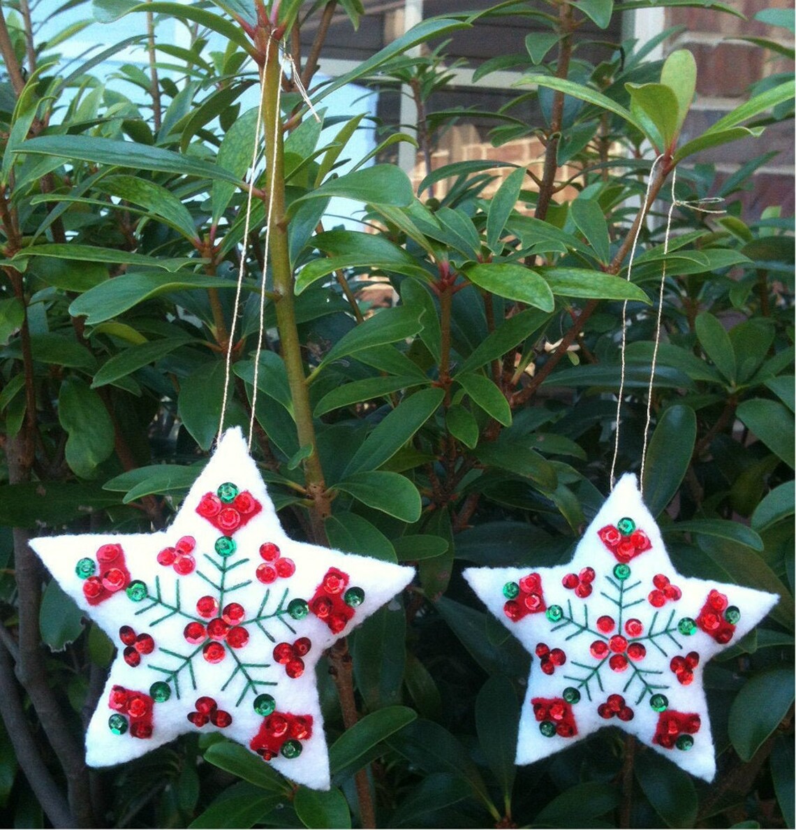 Finished Completed Felt Ornaments Star Pair Bucilla Nordic Etsy