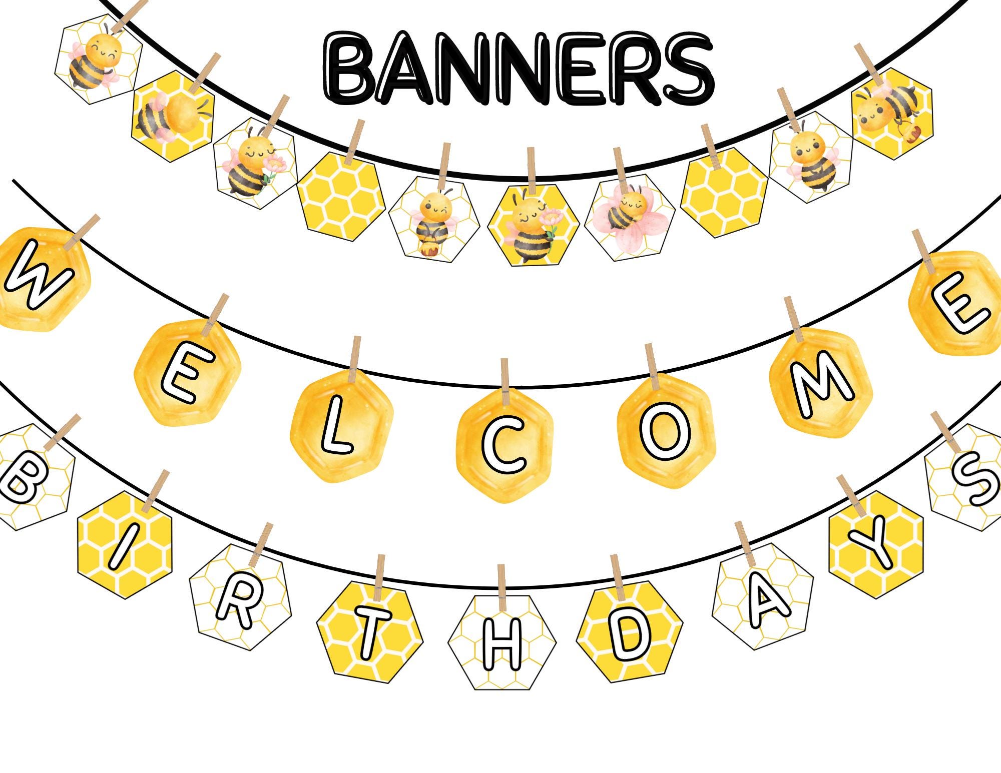 DIGITAL Bee Themed Classroom Decor Bundle, Classroom Decoration, Bee ...