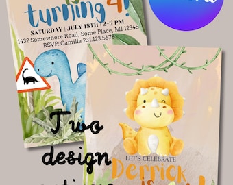 Dino Birthday Invitation, Dinosaur Invitations, Dino Invite, Dino Invitation, Dinosaur Birthday, Editable Invitation, Digital Invitation