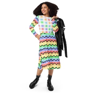 mismatch dress for ladies Mismatched Sleeves Midi & Tea Length
