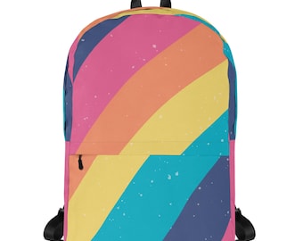 Sac à dos, sac à dos arc-en-ciel pastel, joli cartable coloré, sac à dos kawaii, cartable doux arc-en-ciel, sac à dos de voyage pour enfants et adolescents, sac arc-en-ciel