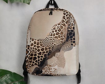 Minimalist Animal Print Backpack, Modern Travel Bag, Stylish Everyday Bookbag, Lightweight School Backpack, Aesthetic Casual Daypack