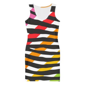 XOXO Rainbow Striped Recycled Bodycon Fitted Party Dress