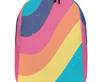 Mochila minimalista, Mochila arco-íris pastel, Mochila escolar minimalista, Mochila fofa e colorida, Mochila macia arco-íris, Mochila moderna para o dia a dia