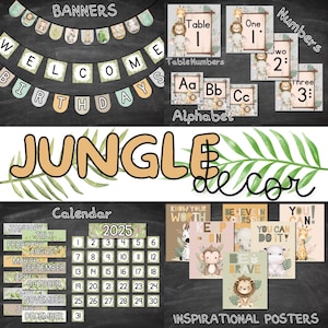 DIGITAL, Jungle Themed Classroom Decor Bundle, Classroom Decorations, Jungle Decor, Cute Classroom Decor, Themed Classroom, Teacher Decor