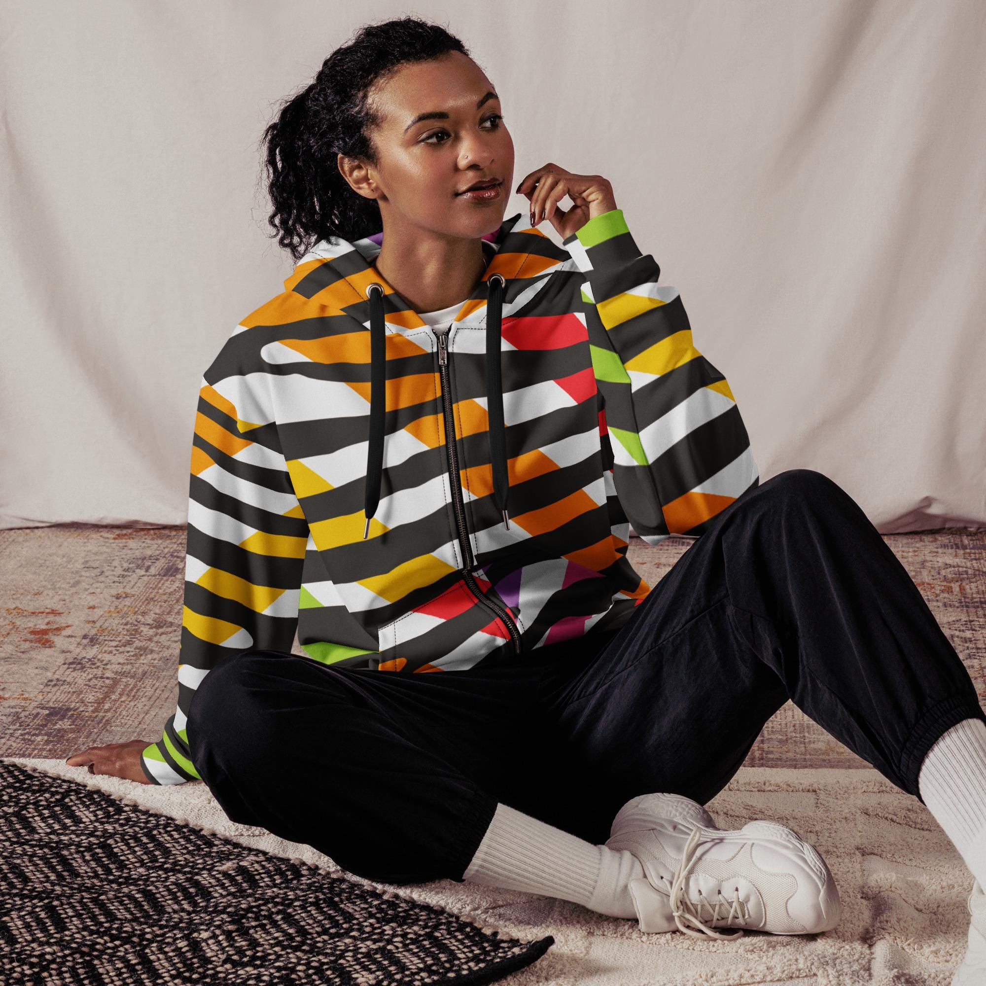 Zebra Print Zip up Hoodie - Etsy