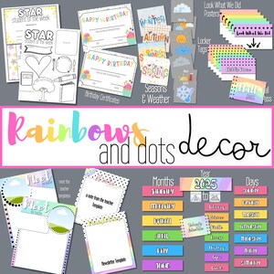 DIGITAL Rainbow Themed Classroom Decor Bundle, Classroom Decorations, Rainbow Decor, Cute Classroom Decor, Themed Classroom, Teacher Decor