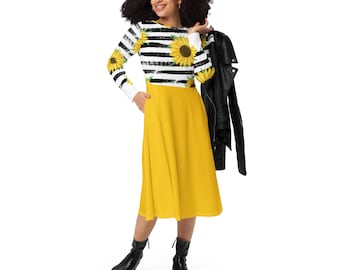 Lady Bumblebee | Yellow & Black Stripes | All-over Print Long Sleeve Midi  Dress (up to 6X) - Etsy