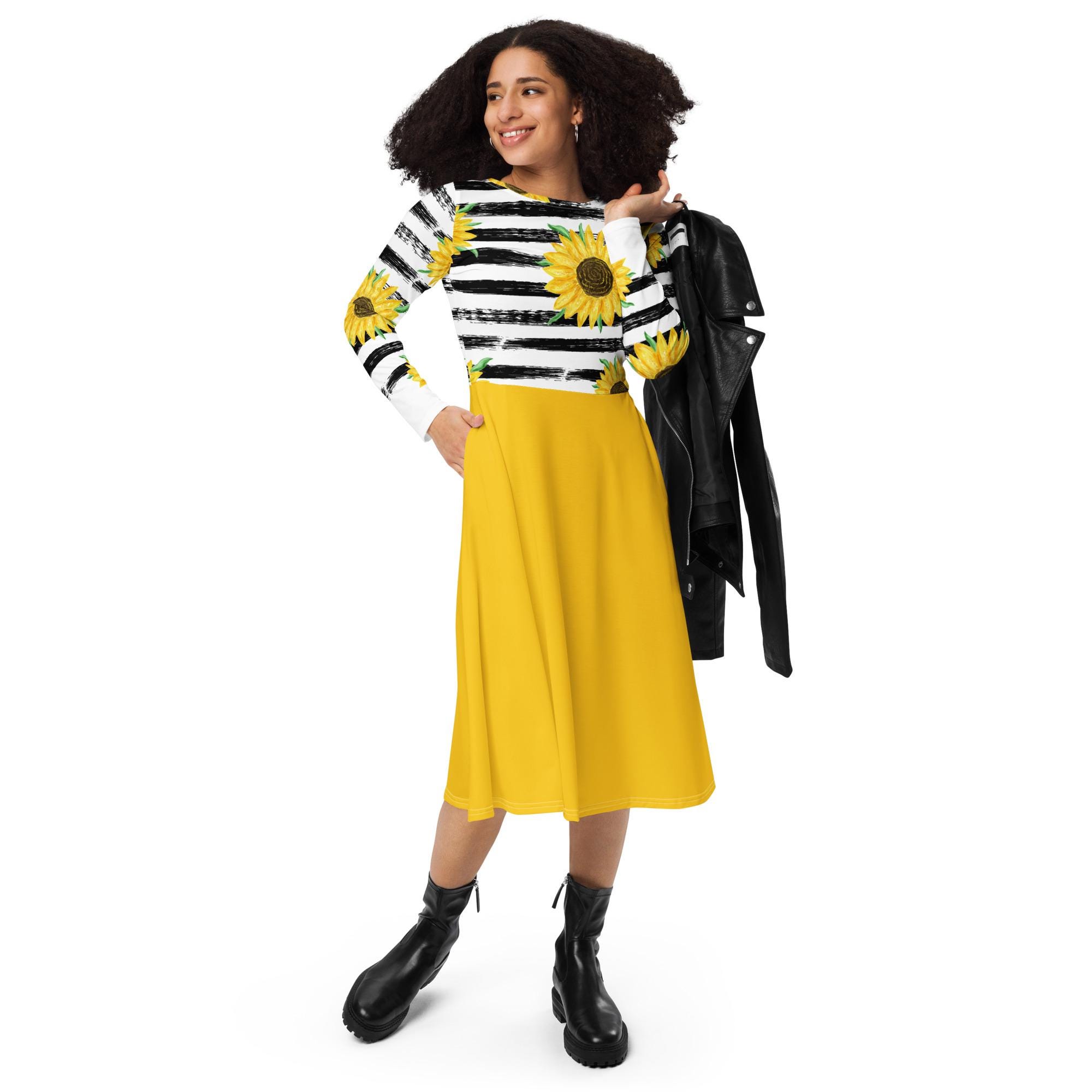 Midi Sunflower Dress - Etsy