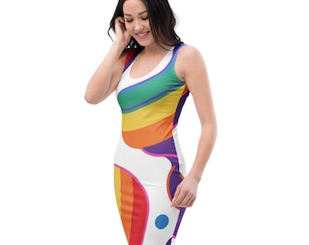 Pastel Rainbow Dress Women, Bodycon Tie Dye Ombre Pencil Fitted Homecoming  Prom Pink Gradient Colorful Design Party - Etsy