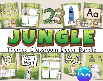 Jungle Themed Classroom Decor Bundle, Teachers, Jungle Class Decor, Decorate, Class Decor, Classroom, Jungle Theme Classroom, Jungle Class