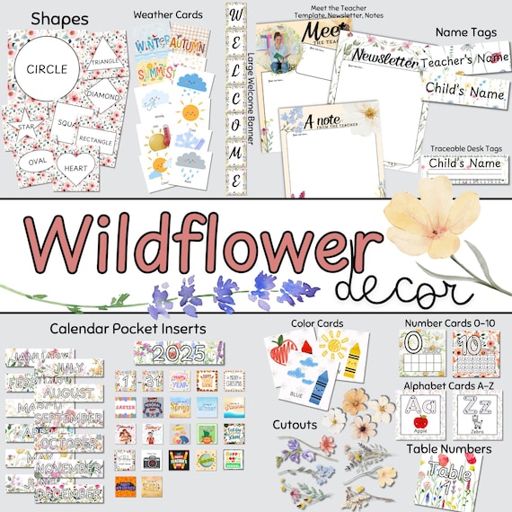 Wildflower Themed Classroom Bundle, Classroom Decoration, Wildflower Decor, Classroom Decor, Themed Classroom, Wildflowers, Back to School