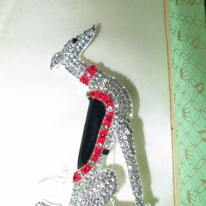 Glamour vintage sparkly Art Deco design Greyhound Borzoi dog rhinestone brooch