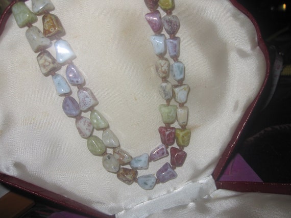 Lovely  Vintage Scottish 2 strand Speckled Agate glass   Necklace