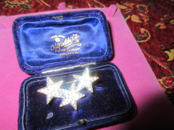 Beautiful vintage Deco silvertone rhinestone diamante stars brooch