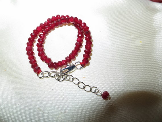 Beautiful sparkly 4 mm natural raw ruby  bracelet 7 - 8.5 inches