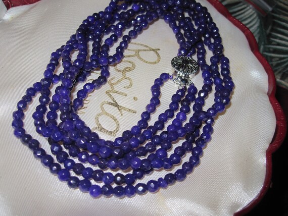 Lovely 3 strand faceted 4mm faceted natural amethyst necklace 18-20"