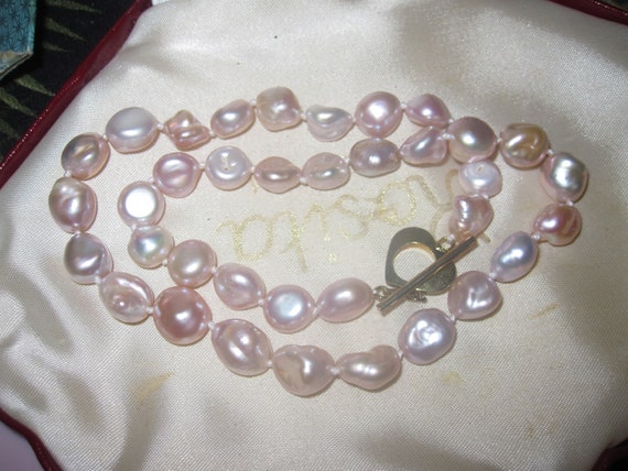 Lovely new high lustre pale pink platinum overglow Keshi pearl  necklace