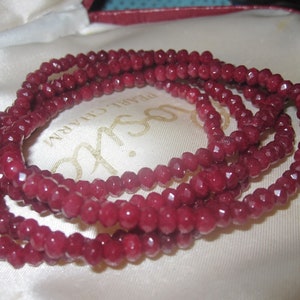 Attractive 4 mm natural red ruby stretch  bracelet  to fit 7 - 7.5 inch wrist