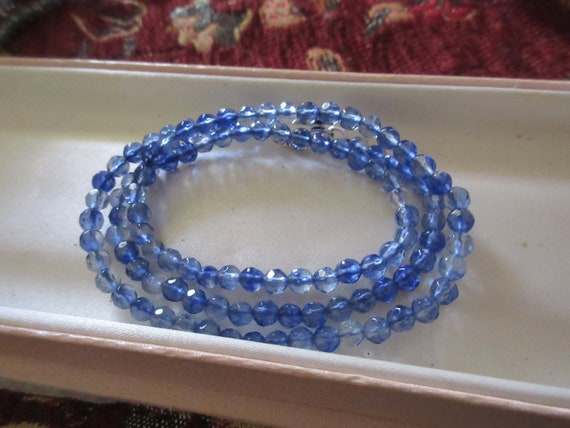 Lovely 4mm faceted pale blue Kyanite necklace  sterling silver clasp 18"