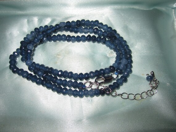 Lovely sparkly faceted 4mm  blue Kyanite necklace   18 - 20"