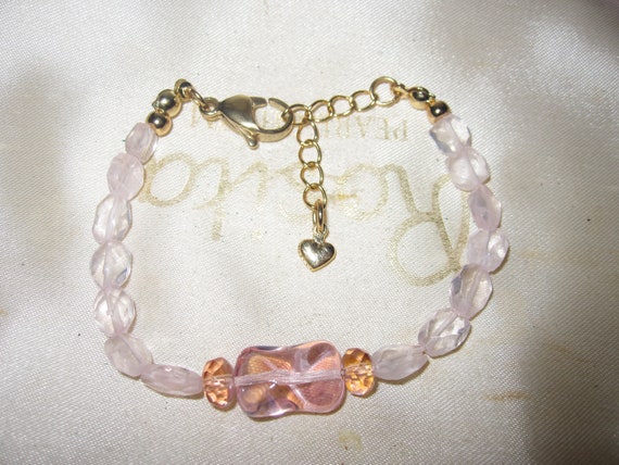 Beautiful Genuine   Pink Rose Quartz Faceted Bead  Hand Made Bracelet