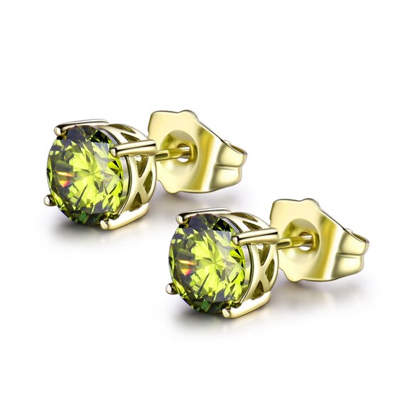 Lovely new 18ct gold filled green peridot sapphire stud earrings