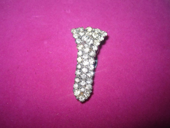 Lovely vintage Deco silver plated rhinestone dress clip or brooch