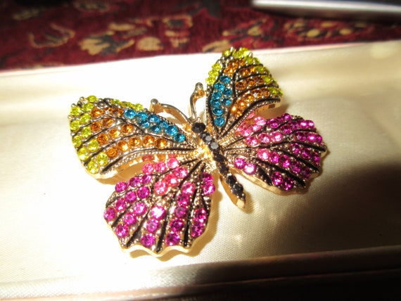 Beautiful colourful  rhinestone Butterfly Brooch