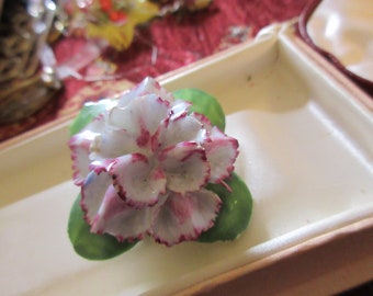 Lovely vintage signed England carnation flower porcelain brooch