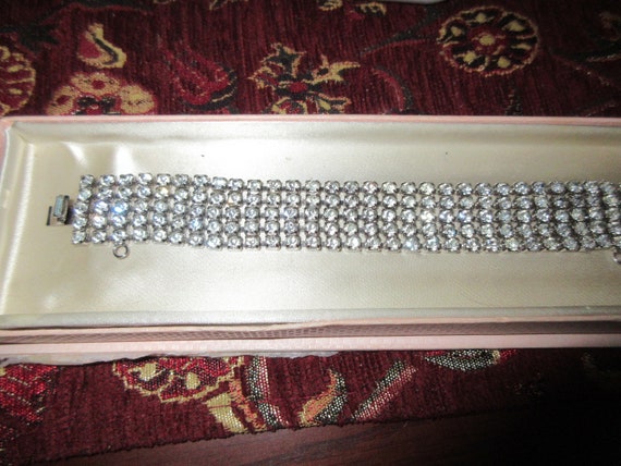 Lovely vintage silvertone Deco Rhinestone bracelet 6.5 - 7"