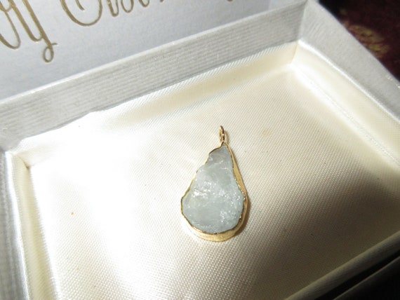 Lovely Natural  rough cut Aquamarine  Gold Plated Pendant