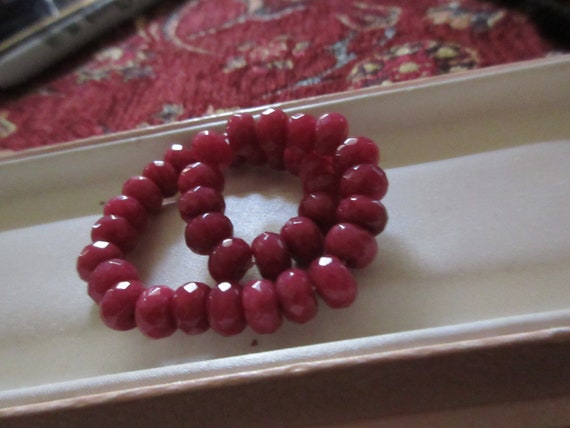 Lovely 8mm natural raw faceted Ruby stretch bracelet