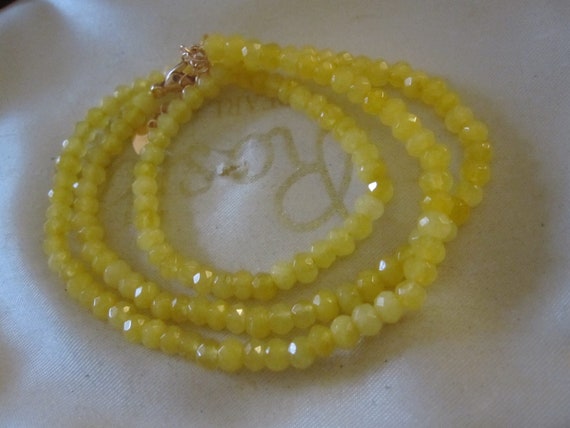 Lovely faceted 4mm yellow jade quartz necklace