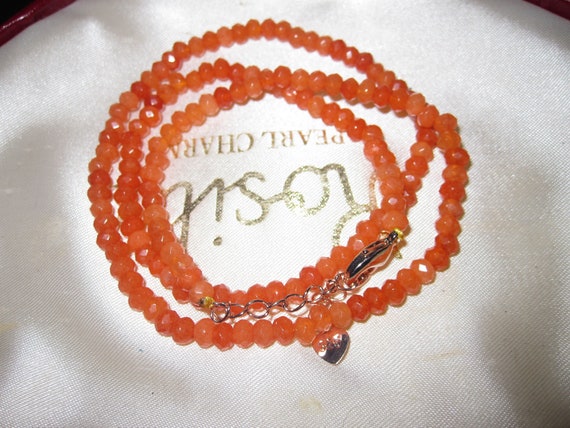 Attractive 4 mm natural orange jade sparkly necklace 18-20  inches