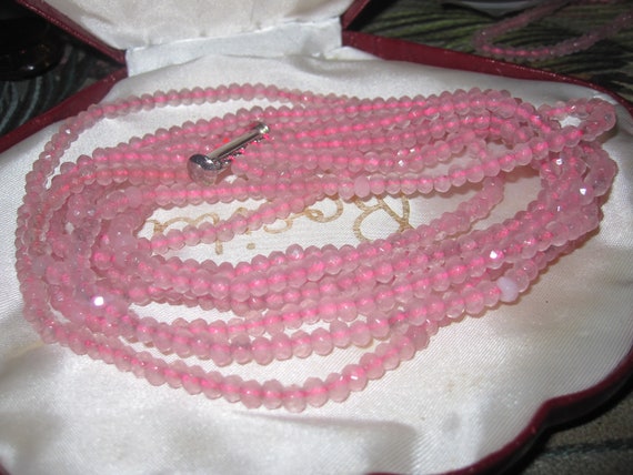 Lovely 4 strand 4mm faceted Pink Quartz necklace