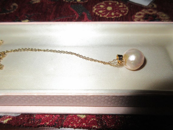 Lovely 18 ct yellow gold plated 12mm Kasumi pearl pendant necklace 20"