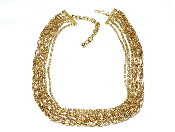 Pretty vintage  No Tarnish Metal Goldtone Multi-Chain necklace