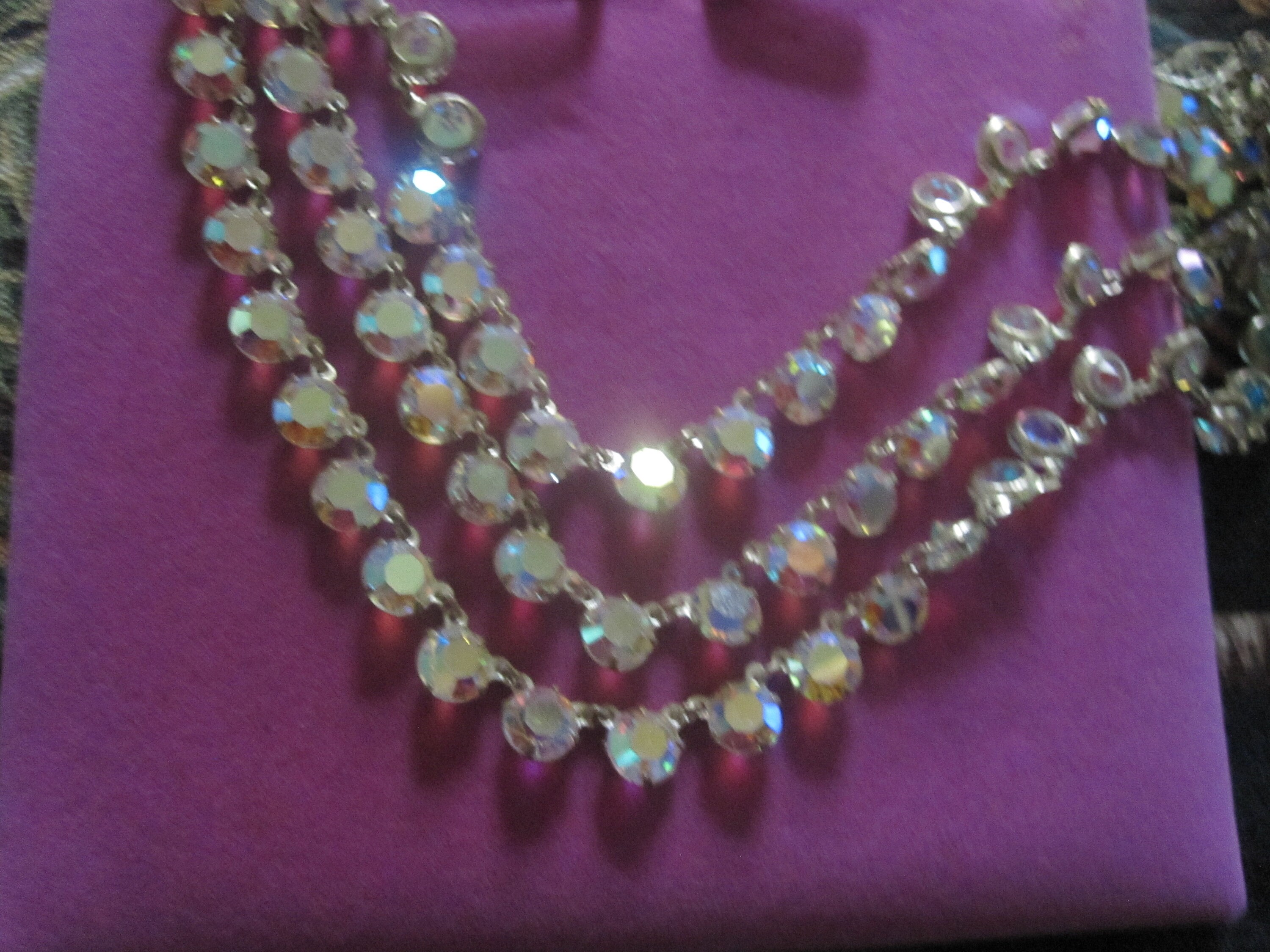 Vintage 3 strand crystal hotsell necklace