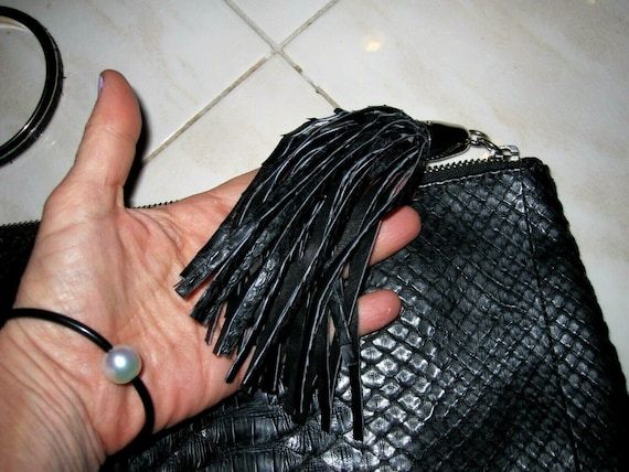 Wonderful Italian Silvano Biagini black python skin clutch bag wristlet