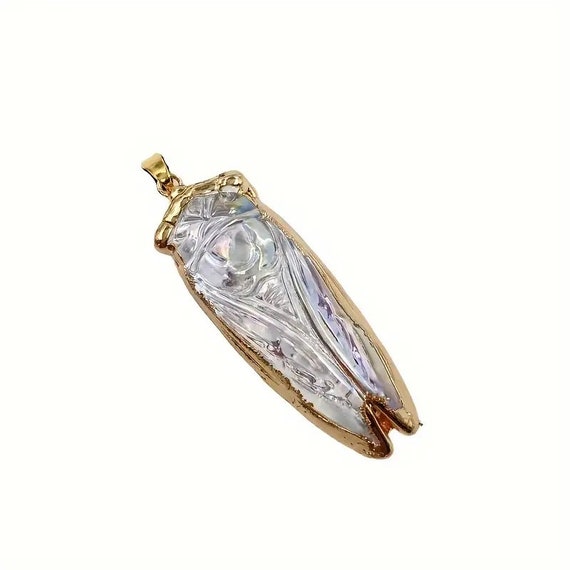 Wonderful Deco style aurora borealis glass cicada pendant