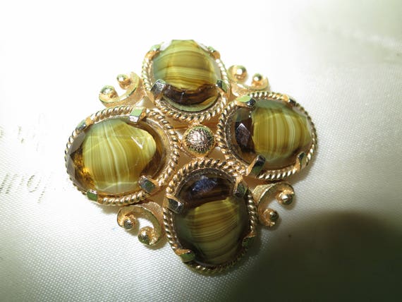 Lovely vintage Scottish  gold metal olive banded … - image 2