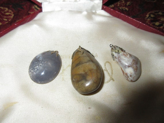 3 lovely Scottish Celtic polished natural agate pendants